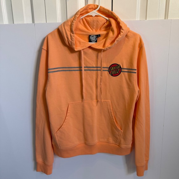 Santa Cruz Hoodie Mens Size L Orange Striped Pullover Sweatshirt Skate - Picture 2 of 5